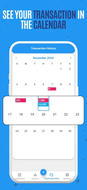 BillFoldify transaction calendar used to review family expenses by date