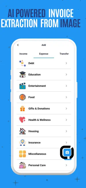 BillFoldify mobile screen promoting AI-powered invoice extraction from an image